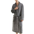 thumbnail image 4 of Fanxing Womens Long Robes Fleece Plush Warm Bathrobe Ladies Fluffy Sherpa Shaggy Nightgown Sleepwear Gray XL, 4 of 5