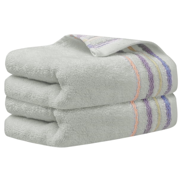 REGALWOVEN Toallas de Mano de 2 Paquetes con Patrón a Rayas Colorido Toalla de Secado Rápido Gris Claro 13" x 30"