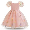 thumbnail image 6 of FAHXNVB Girls Puff Short Sleeve Midi Dress Mesh Embroidered Butterfly Solid Color Tutu Dress Summer Party Birthday Wedding Fashion Elegant Princess Dress 9M-5 Years, 6 of 8