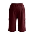 thumbnail image 6 of Lumtrix Below The Knee Cargo Shorts for Men Multi-Pockets Baggy Casual Corduroy Capri Pants Elastic Waist Big and Tall Hiking Pants Wine 3XL, 6 of 8