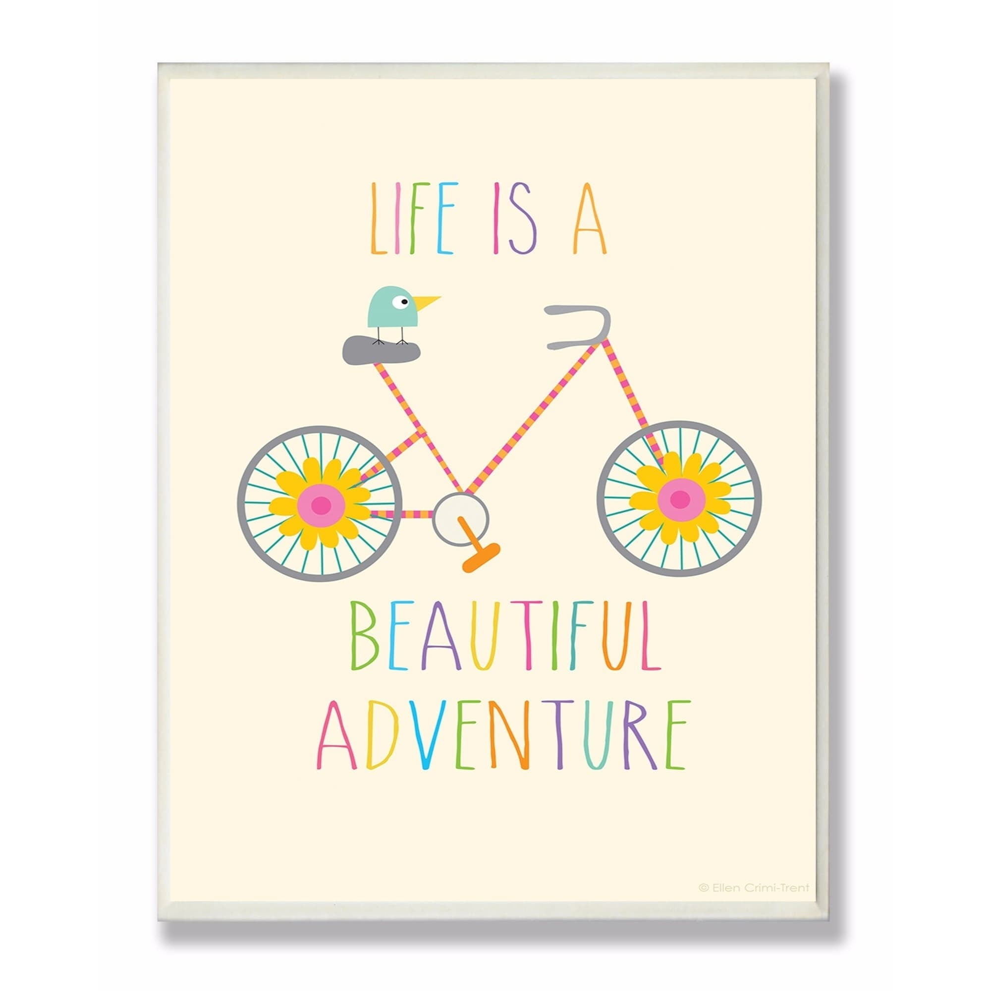 The Kids Room by Stupell Life Is A Beautiful Adventure Bird On A Bike Oversized Wall Plaque Art, 12.5 x 0.5 x 18.5