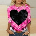 thumbnail image 2 of Valentine's 3/4 Sleeve Tops for Women Dressy Heart Printed Shirts Crew Neck Holiday Tunics Three Quarter Length Sleeve T-Shirt Cute Funny Outfits 2026 Summer Tops, 2 of 6