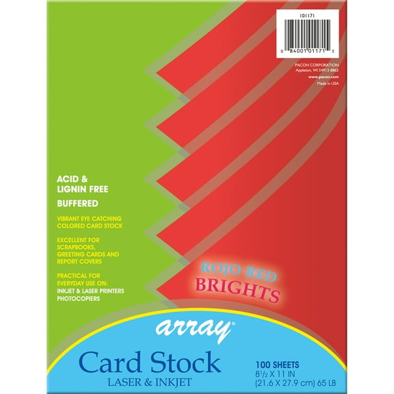 Array® Card Stock, Rojo Red, 100 Sheets