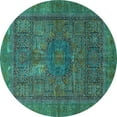 thumbnail image 1 of Ahgly Company Indoor Round Abstract Turquoise Blue Modern Area Rugs, 8' Round, 1 of 4