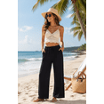 thumbnail image 2 of TELALEO Women's Wide Leg Palazzo Pants, Flowy Drawstring Elastic Waist Trousers with Pockets, Summer Casual Beach Vacation Pants Size L, 2 of 7