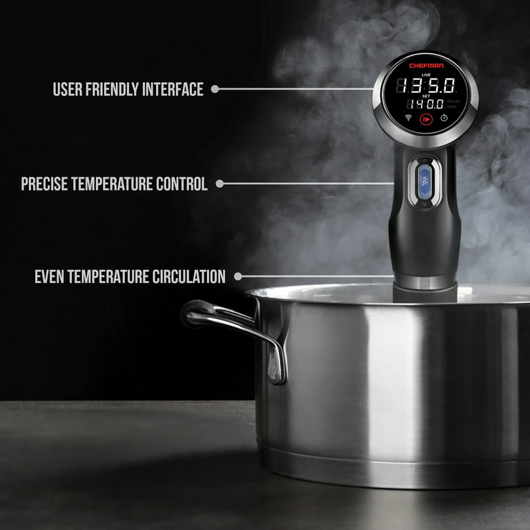 Chefman Sous Vide Immersion Circulator w/ Wi-Fi, Bluetooth & Digital  Interface, Touchscreen Display, Sous-Vide Cooker Includes Connected App for