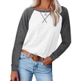 thumbnail image 2 of Chemises à Manches Longues pour Femmes Col Ras du Cou Raglan Casual Tunique en Coton en Vrac T-Shirt d'Automne, 2 of 4