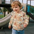 thumbnail image 4 of Garronmavis Capybara Long Sleeve Sweatshirt Polyester Spandex Fabric Dessert Pullover Drop Shoulder Sweater 3T Warm Girls Crewneck Sweatshirt Ruffle Toddler Girl Clothes for Daily Life, 4 of 7