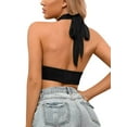 thumbnail image 2 of Charmo Womens Halter Crop Top Deep V Neck Backless Tank Cropped Tops, 2 of 7