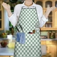thumbnail image 6 of Green and White Checkerboard Pattern Apron-Garden Aprons for Women with Pockets-Cotton Linen Waterproof Kitchen Cooking Gardening Aprons Adjustable for Kitchen,Cooking,BBQ and Salon 33x27 Inch, 6 of 7
