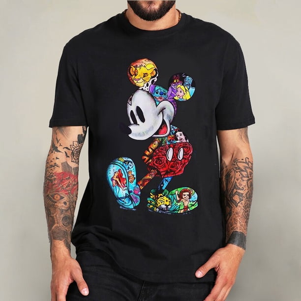 T Shirt Men Disney Mickey Mouse Women Tshirts Cute Fashion Top Tee T-shirts Clothes Female T-shirt Oversized Male CamisetasS Gao Jinjia LED