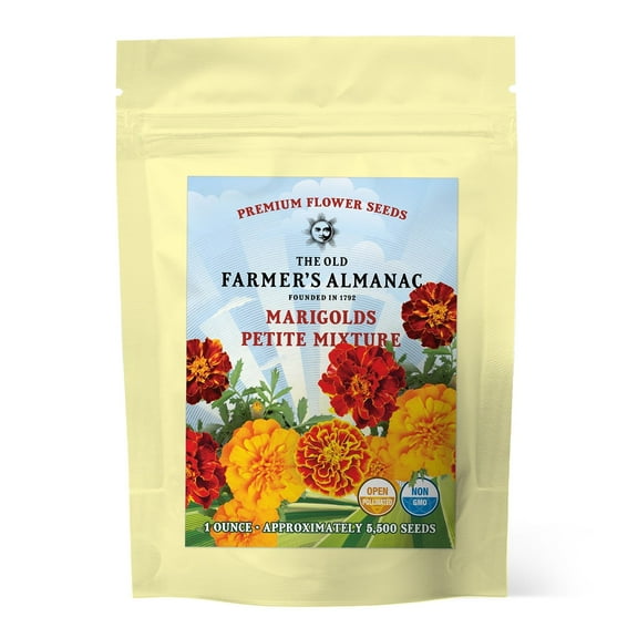 The Old Farmer's Almanac Petite Mixture Marigold Flower Seeds, Approx 5500 Count - 1 Ounce