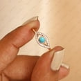 thumbnail image 2 of Turquoise and Diamond Evil Eye Gamstone Ring, Alternate Ring, Dalicate Handmade Jewelry, 925 Starling Silver Rings, Bridesmaid Gift Women, Anniversary Gift Jewelry,, 2 of 5