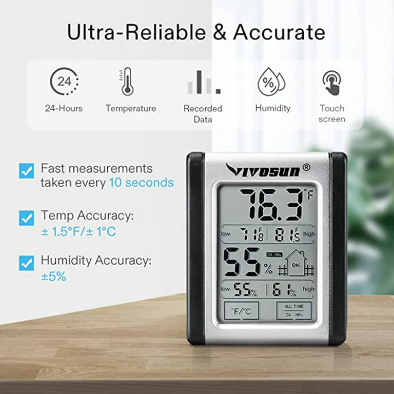 Digital Indoor Hydrometer Grow Tent Thermometer Thermostat with