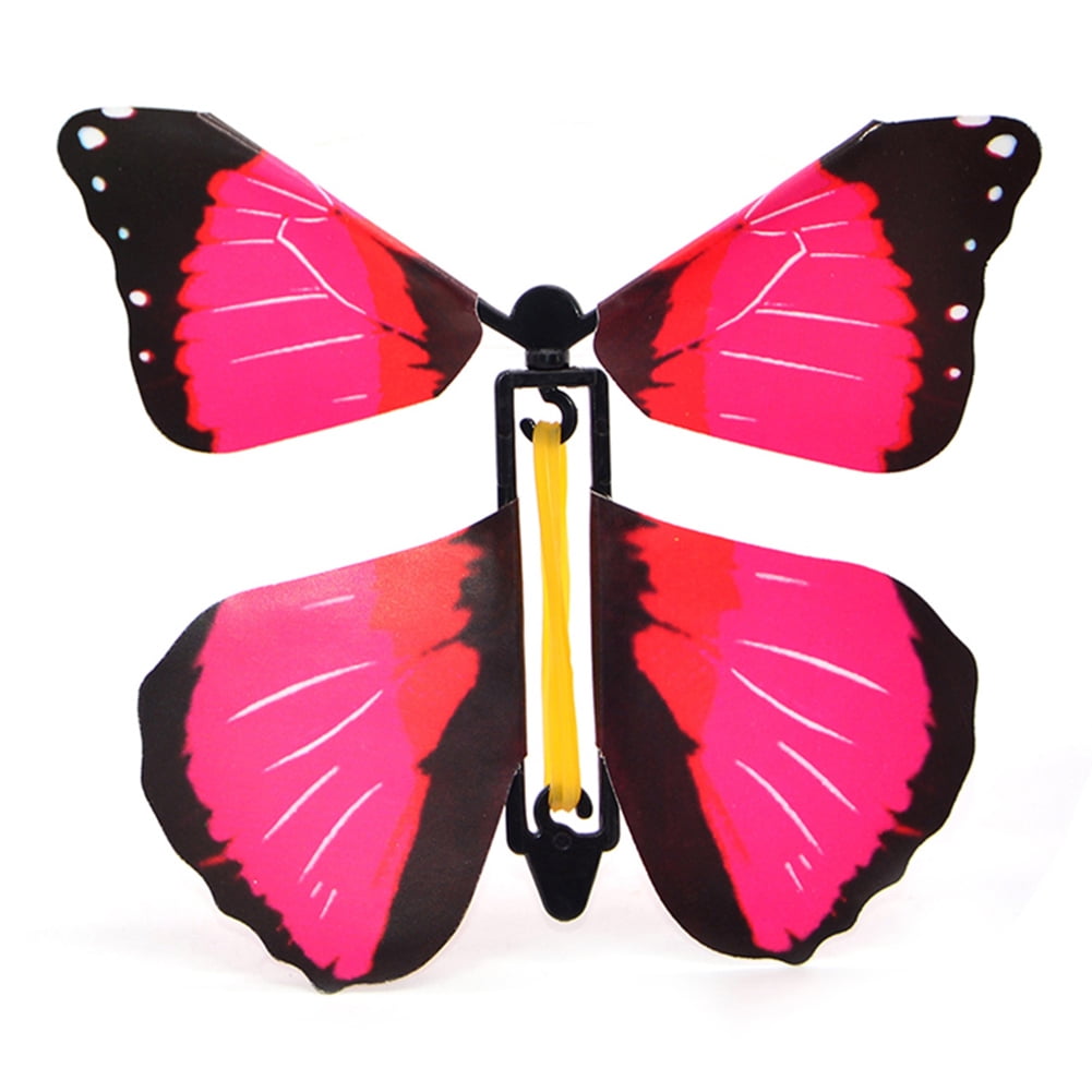6 Pcs Magic Props Flying Butterflies Rubber Band Powered Surprise Toy for Children Wedding