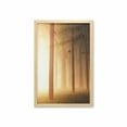 thumbnail image 1 of Forest Wall Art with Frame, Foggy Mist Jungle with Sun Beams and Rays Woodland Nature Design, Printed Fabric Poster for Bathroom Living Room, 23" x 35", Tan, by Ambesonne, 1 of 2