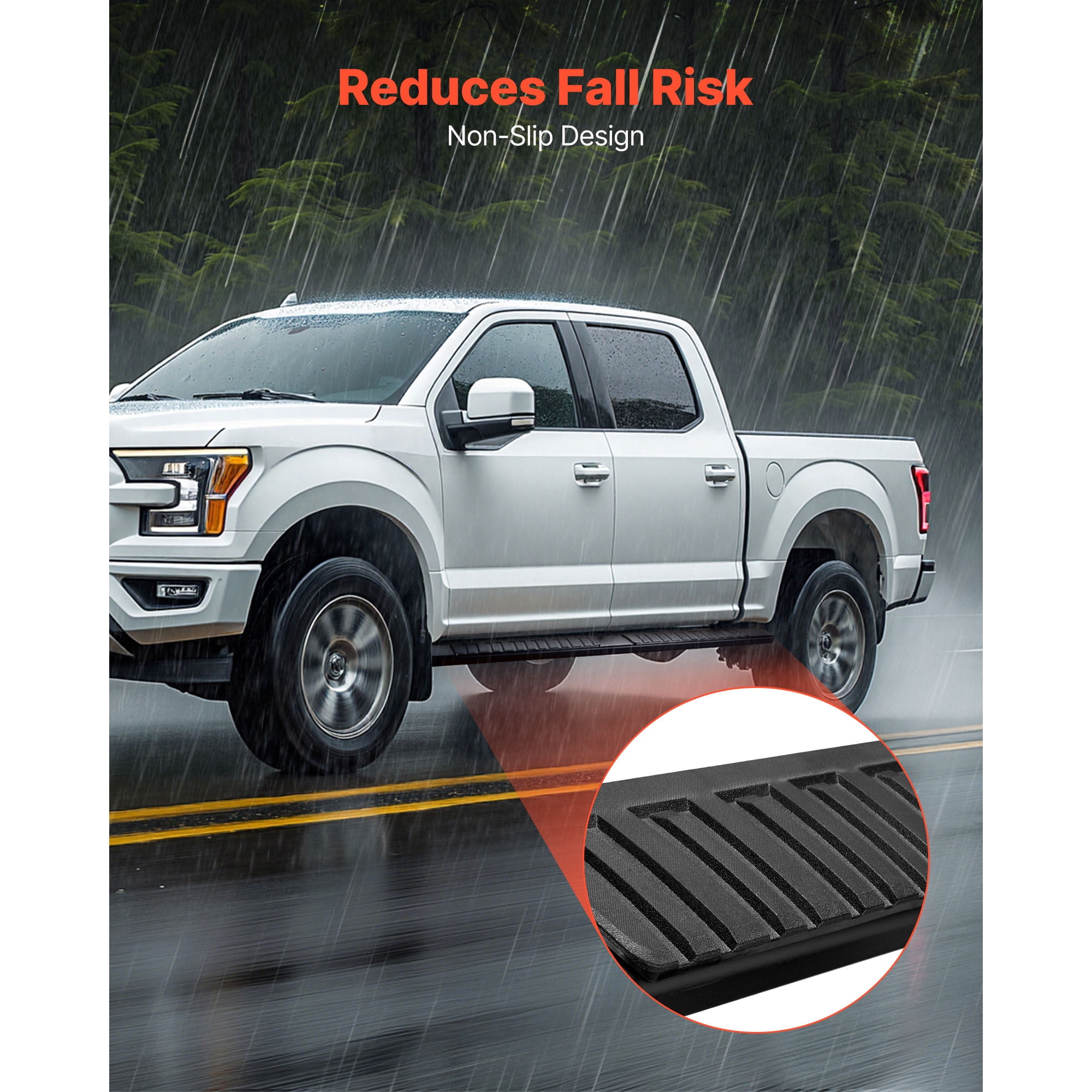 KFFKFF 6-Inch Side Steps for 2015-2025 Ford F150 SuperCrew Cab and 2017-2024 Ford F-250/F-350 SuperCrew Cab, Black Textured Aluminum Alloy Nerf Bars, Supports Up to 500 lbs