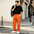 thumbnail image 6 of IYYVV Mens Baggy Sweatpants Baggy Casual Straight Wide Leg Fleece Sweat Pants Athletic Workout Gym Jogger with Pockets Orange 4XL, 6 of 7