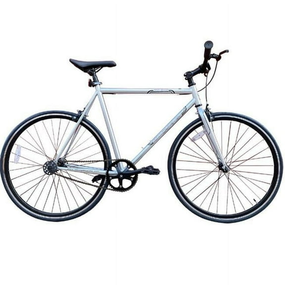 53 cm Hi-Ten Steel & Aluminum Frame Fixed Gear Road Bicycle, White & Black