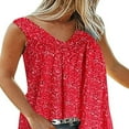 thumbnail image 1 of Women Summer Floral Tank Tops Vest Blouse Boho V Neck Tops Plus Size White L, 1 of 7