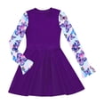 thumbnail image 3 of Alvivi Kids Girls Printed Patchwork Swim Dress Rashguard One Piece Long Sleeve Swimwear Swimsuit Dark Purple 8, 3 of 5