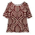 thumbnail image 4 of Aoiroe Shirts for Women,Casual Crew Neck Basic Blouses Fashion Spring Clothes Ladies' Casual Summer Basic Tee Boho Graphic Loose Tees Fashion Blouses Red S, 4 of 4