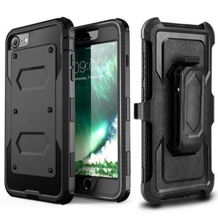 Heavy Duty Iphone Case - iPhone 8 / iPhone 7 Case, Mignova Heavy Duty Protective Case with Kickstand, Build-in Screen Protector and Belt Swivel Clip for Apple iPhone 8 / iPhone 7 4.7 - inch (Black)
