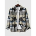 thumbnail image 1 of ZAFUL Tribal Geometric Print Blend Wool Jacket Light Gray S, 1 of 5