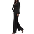thumbnail image 1 of Mujeres con cuello en V Manga larga Tops Pantalones largos Dos piezas Conjunto sólido Traje casual Wmkox8yi bvn3093, 1 of 8