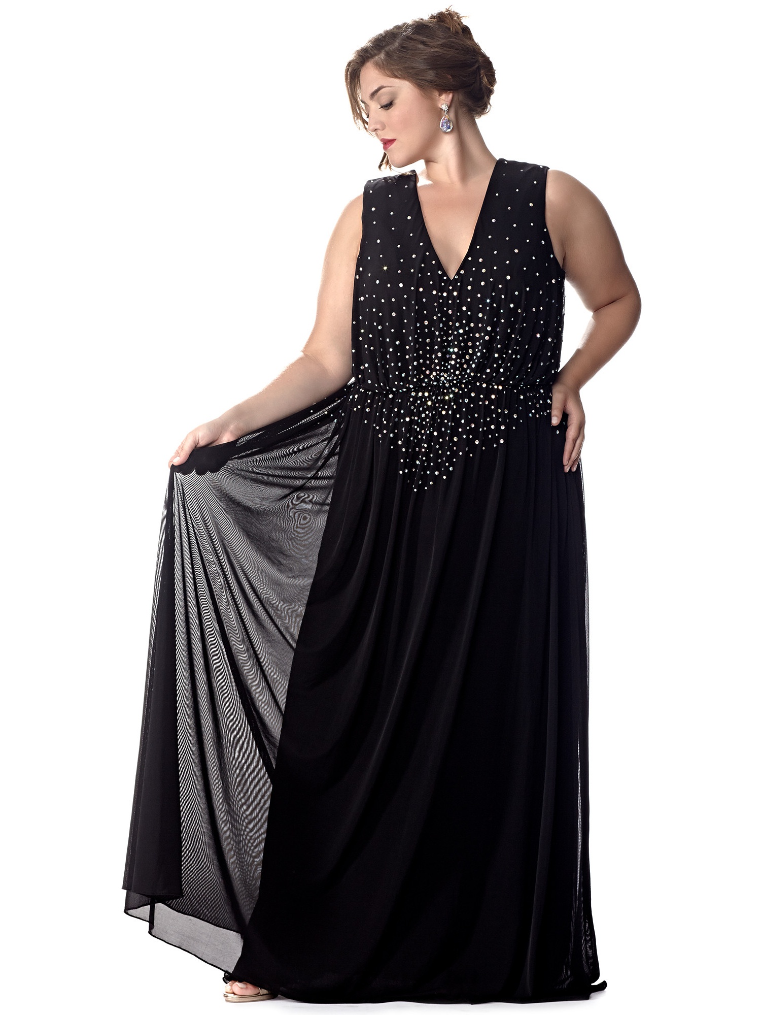 black evening gowns with rhinestones