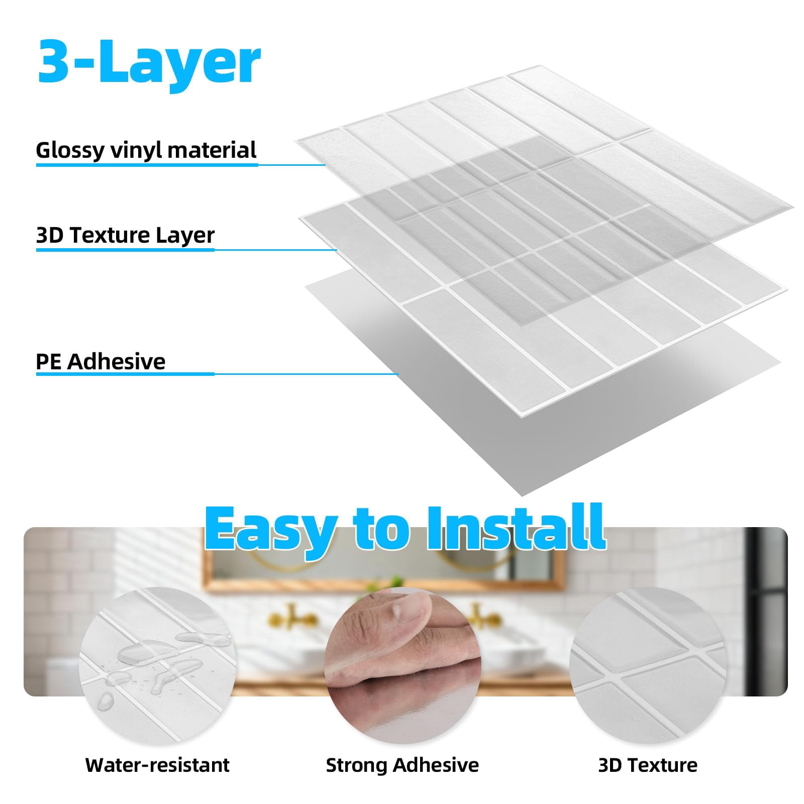 Peel And Stick Backsplash 10-sheets Of 11.42'' X 9'' Self-adhesive 3d Wall Tile For Kitchen  Bathroom