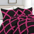 thumbnail image 3 of D.N.G. BEDDINGS 3 Piece Luxury Two Tone Diamond Ruffle Pattern Comforter Set Premium Super Soft All Season 800 Thread Count, 100% Egyptian Cotton, Twin/Twin XL Size Hot Pink/Black Solid Color, 3 of 4