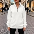 thumbnail image 5 of vdgthytj Sweatshirts for Women Long Sleeve Lapel Collar Quarter Zip Oversized Drop Shoulder Fashion Fall Athleisure Pullover Tops with Pocket(X-Large,White), 5 of 7