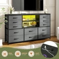thumbnail image 2 of Romorgniz 55" Dresser TV Stand with 12 Fabric Drawers,LED Lights & Charging Station,Media Console for Bedroom,Living Room,Grey, 2 of 8
