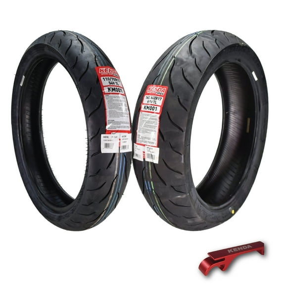 Kenda KM1 (KM001) 110/70R17 Front (54H) & 160/60ZR17 (69W) Rear Tires for Sport Touring Motorcycles, Radial with High-Speed Stability & Excellent Wet Grip w/ Keychain (110/70-17) (160/60-17) (2-Pack)