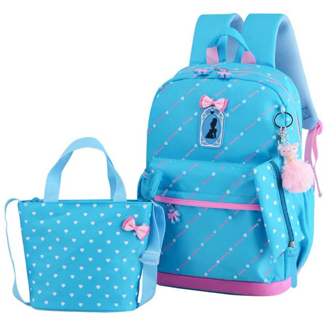 uds. Conjuntos de mochilas con estampado de corazones, mochila escolar primaria con lazo, mochila de viaje, bolso de hombro, mochila para niñas JFHHH pequeña