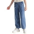 thumbnail image 4 of CHICTRY Kids Girls Loose Ripped Jeans Wide Leg Distressed Denim Pants,Sizes 3-15 Blue-A 170, 4 of 7