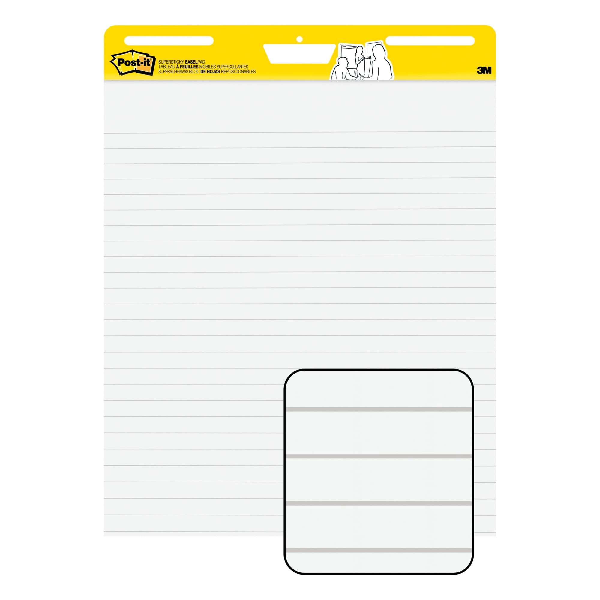Post-it® Easel Pads, 25 in x 30 in, 6 Pads, 30 Sheets/Pad, 30 Sheets/Pad, Lined, Great for Virtual Teachers and Students, White
