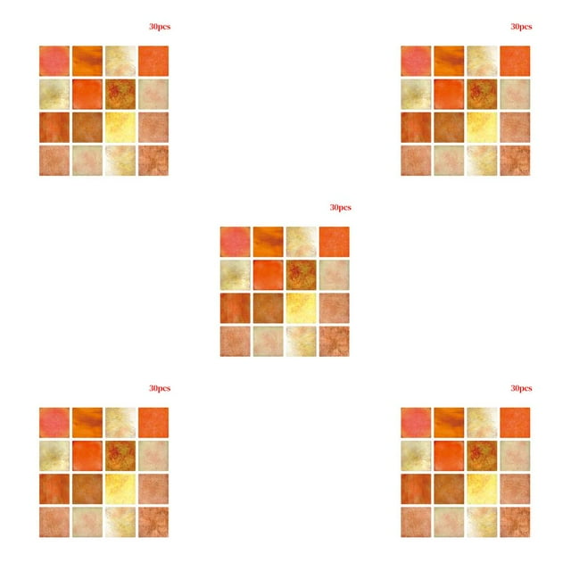 Wweixi 30Pcs Self-adhesive 3D Wall Tile Stickers Kitchen Bathroom Mosaic Home Decor MSC060 5Set