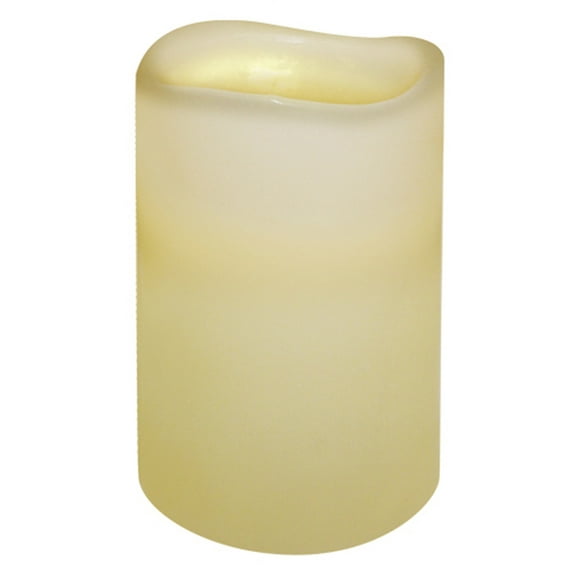 Brite Star 6.75" Ivory White Battery Operated Curved Edge Flameless Wax Pillar Candle
