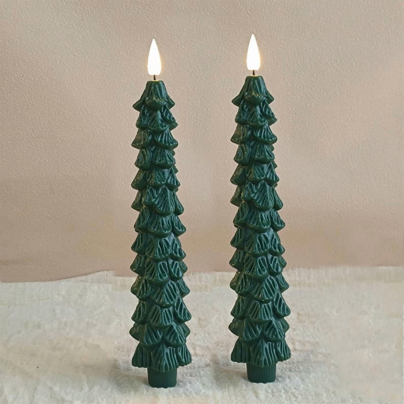 XINAOBAOLUO 4 Pack Christmas Tree Candles, 10 Inch Unscented Tree Shaped Taper Candles Decorative Christmas Beeswax Candle for Xmas Holiday Decor, Party Banquet Centerpiece Decoration