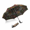 thumbnail image 2 of SUNENAT Hippie Floral Peace Symbol with Various Flowers Windproof Automatic Folding Travel Umbrella, Lightweight Compact Automatic Umbrella with UV Protection, 2 of 5