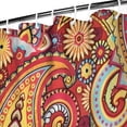thumbnail image 3 of Red Pioneer Flower and Paisley Pattern Shower Curtain 36"x72" ,Bathroom Decorative Shower Curtains Set with 12 Hooks,Modern Waterproof Washable Shower Curtain, 3 of 6