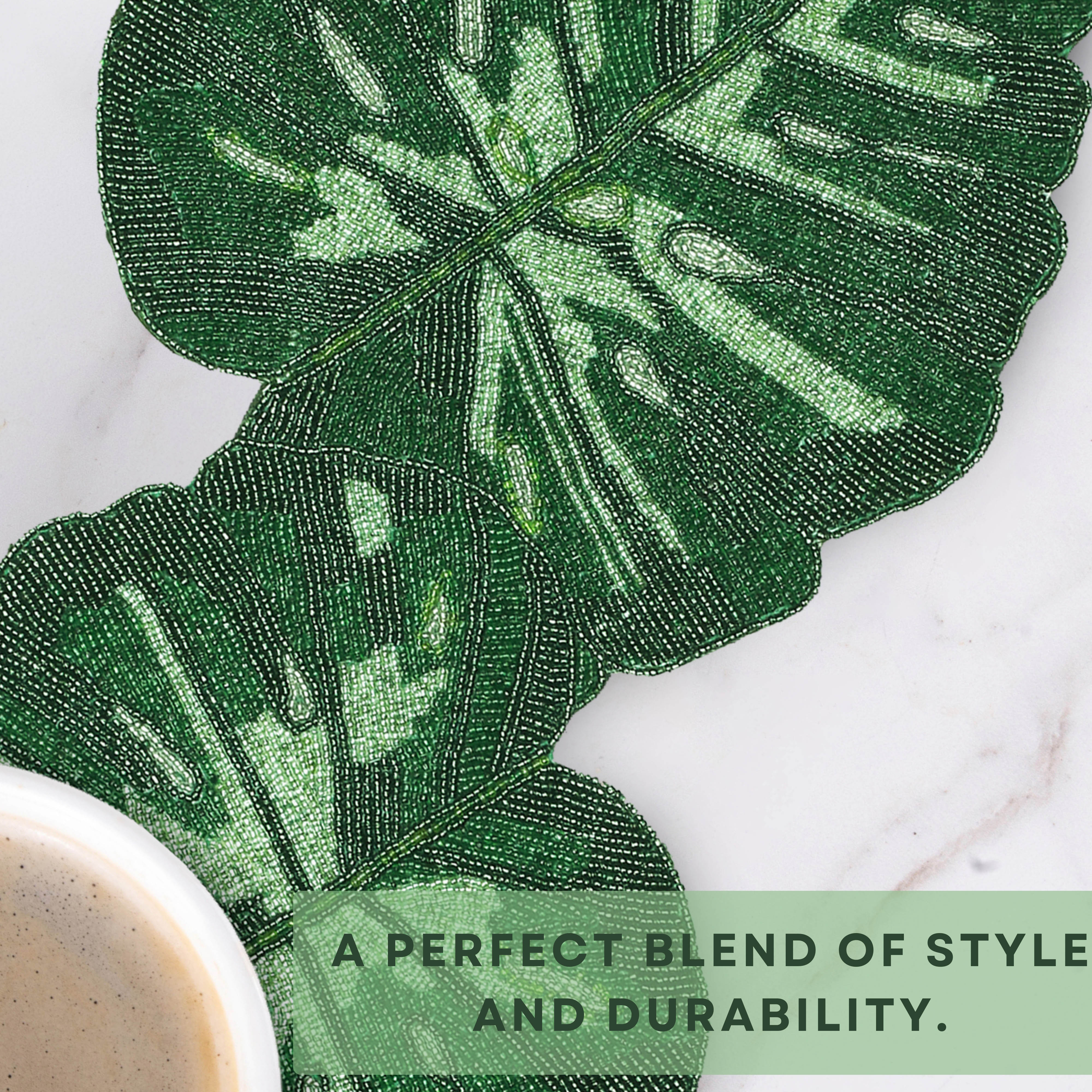Glass Beaded Table Runner - Elegant Handmade Dining Table Décor for Special Occasions (Green)