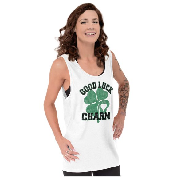 Shamrock Good Luck Charm St. Pattys Tank Top Tee Shirt Women Brisco Brands S