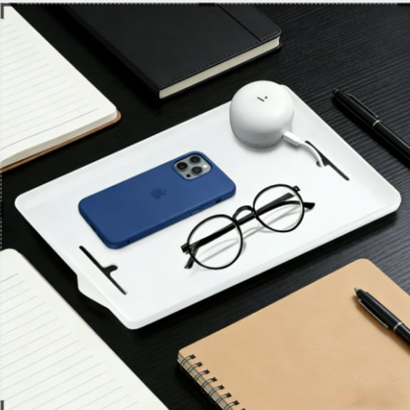 White Bunk Bed Bedside Shelf - Nightstand Tray with Cable Management, College Dorm/Apartment/Bedroom Essential