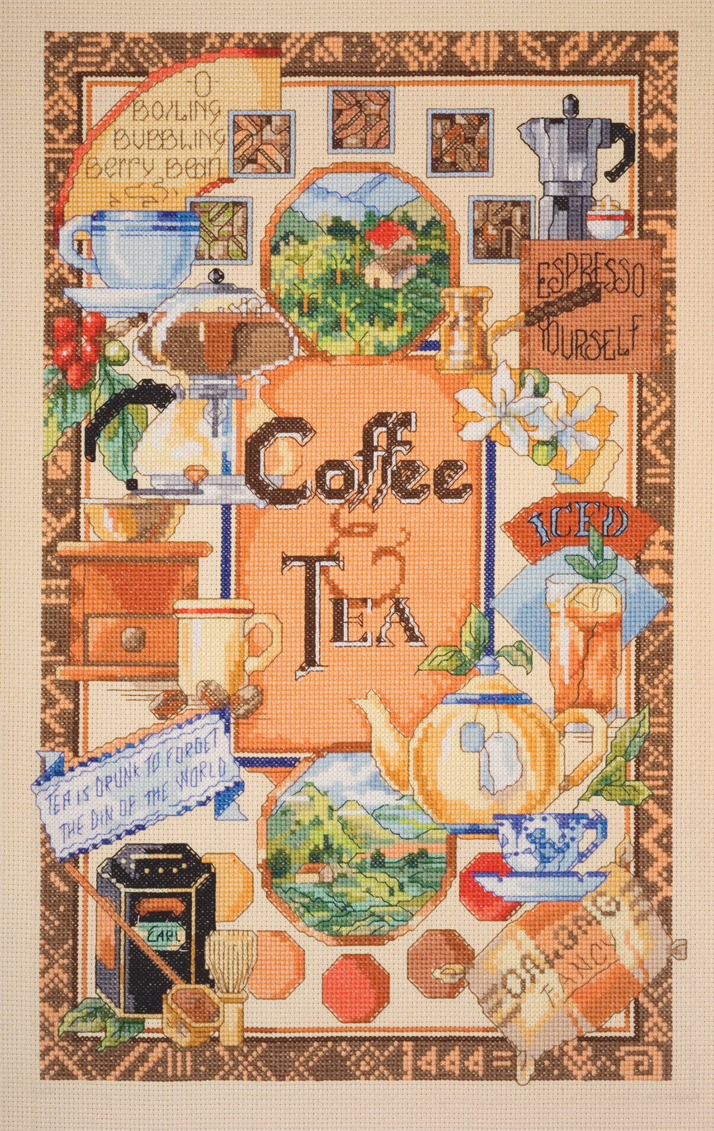 Coffee & Tea Sampler - Counted Cross Stitch Kit # 023-0576 - Janlynn