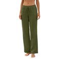 thumbnail image 4 of Wutalume Women's Casual Lightweight Linen Pants - with Drawstring Waist and Pockets, Loose Trousers for Summer, Beach, Travel, Breathable Airy Fabric, Perfect Summer Pants for Women,Army Green L, 4 of 7