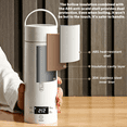 thumbnail image 5 of SPACEMUSE Portable Electric Kettle, 500ml LCD Display SUS304 Travel Water Boiler, 12H Keep Warm, 4-Temp Settings, Auto Shut off & Fast Boil 6-in-1 Office Electric Kettle, Flip-Lid Design, White, 5 of 8