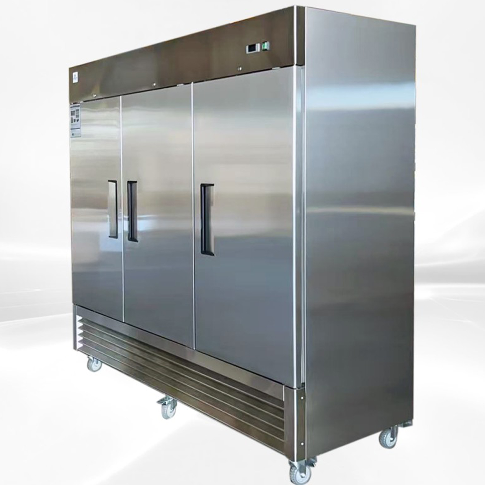 NSF Certified 3-Door Commercial Stainless Steel Freezer, 72 Cu.Ft. Heavy-Duty Reach-In Freezer